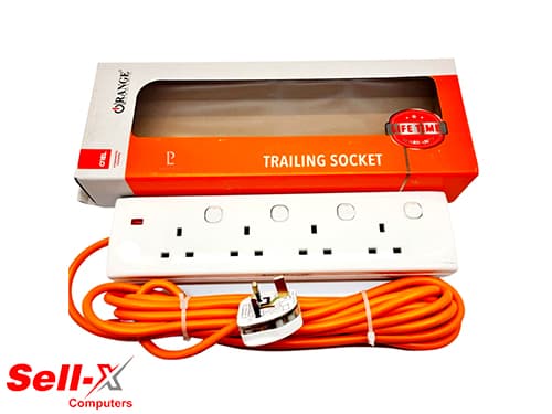 ORANGE 5M 4WAY 13A HIGH QUALITY POWER EXTENSION CORD