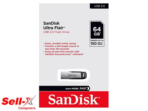 SANDISK ULTRA FLAIR USB 3.0 64GB FLASH DRIVE