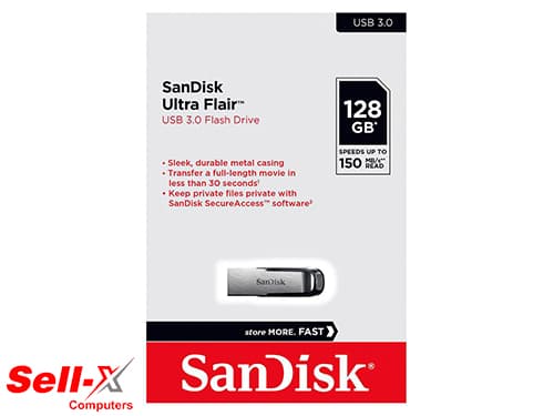 SANDISK ULTRA FLAIR USB 3.0 128GB FLASH DRIVE