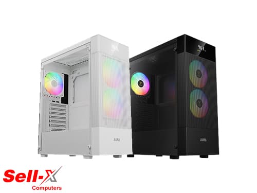 GAMDIAS AURA GC5 ELITE WITH DIGITAL DISPLAY ARGB WHITE/BLACK MID-TOWER CASE