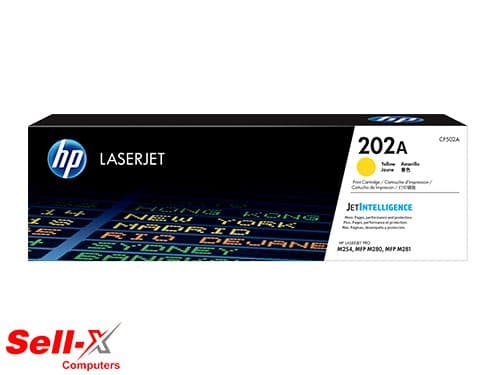 HP 202A Yellow Original LaserJet Toner Cartridge, CF502A