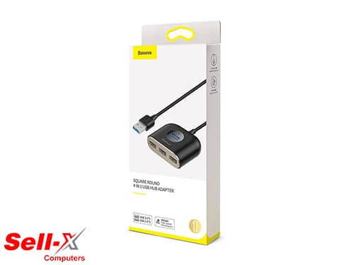 BASEUS HUB SQUARE ROUND 4IN1 USB ADAPTER with USB 3.0 and USB 2.0 Ports