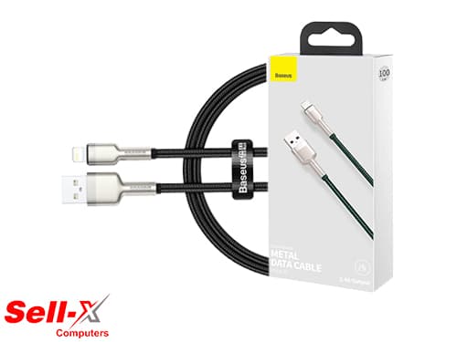 BASEUS CAFULE SERIES 1M USB TO IP METAL DATA CABLE 2.4A BLACK